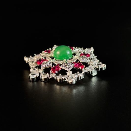 Court-Style Emerald Snowflake Brooch
