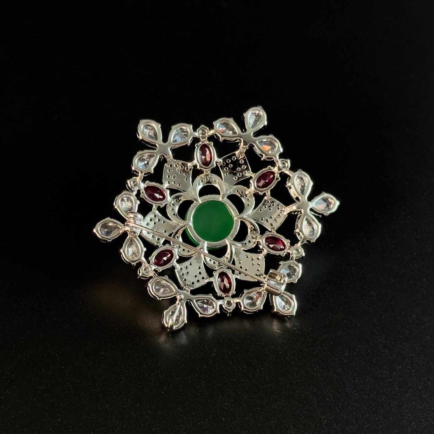 Court-Style Emerald Snowflake Brooch
