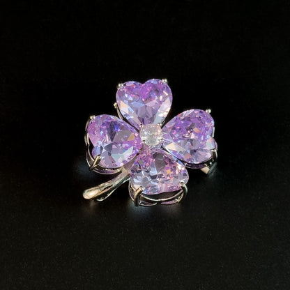 Purple lucky four-leaf clover