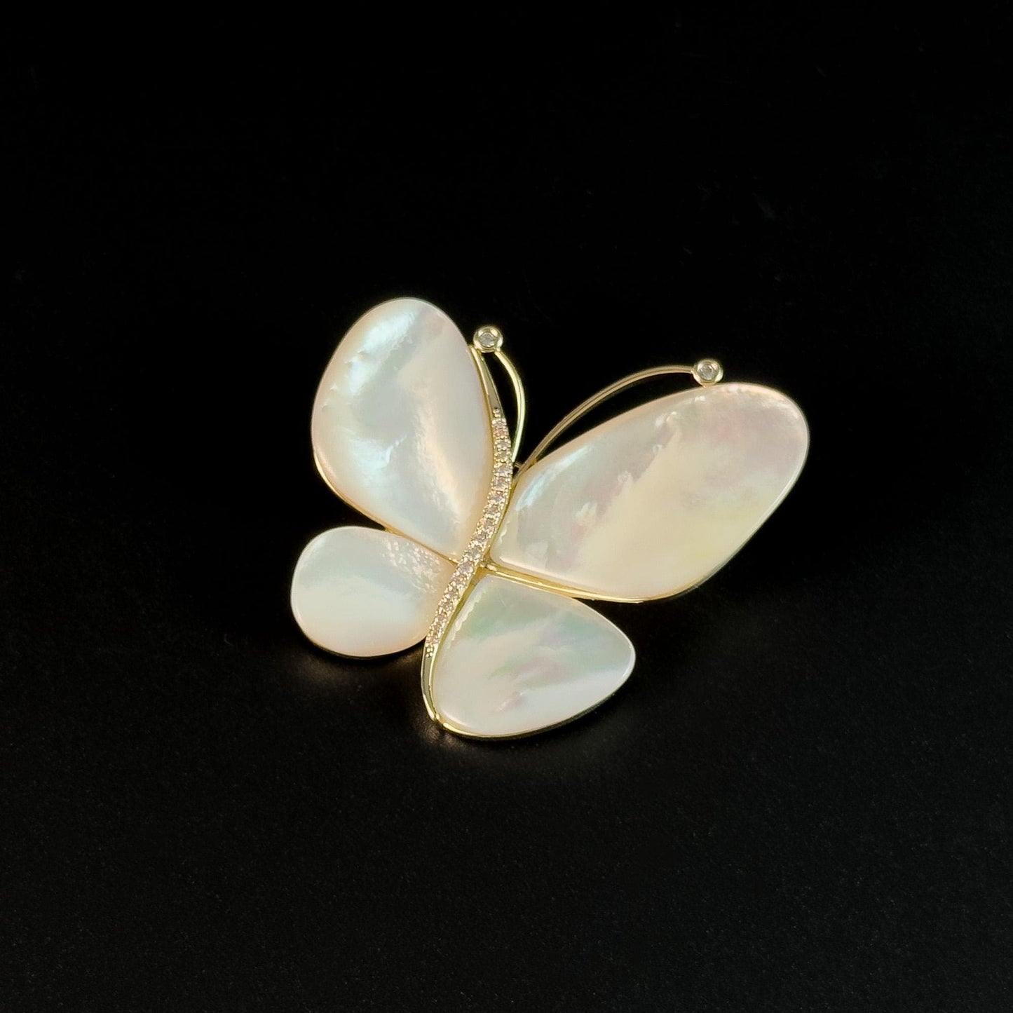 White Seashell Butterfly Brooch