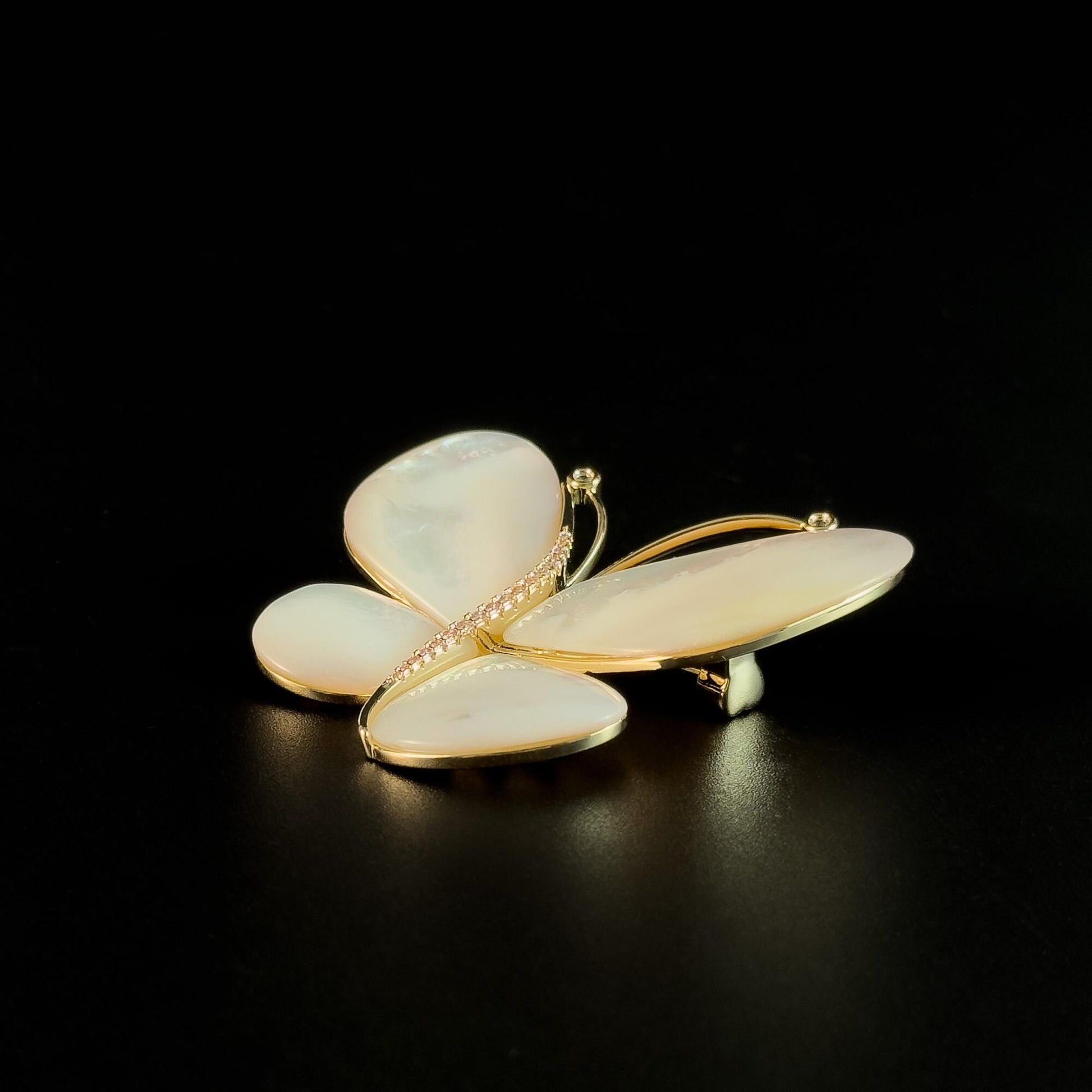 White Seashell Butterfly Brooch