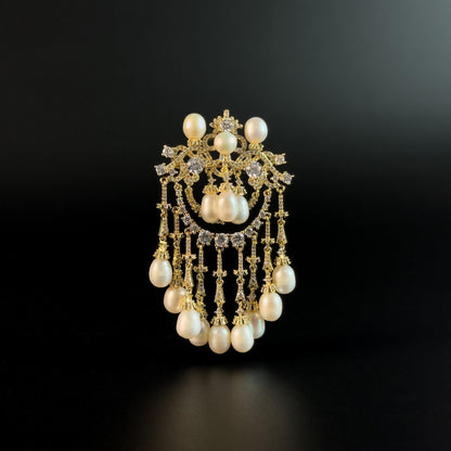 Courtly Baroque Pearl Tassel Brooch