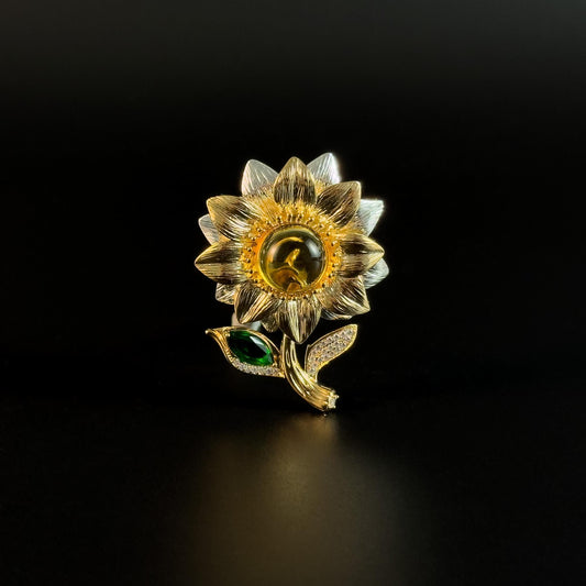 Gold Sunflower Brooch