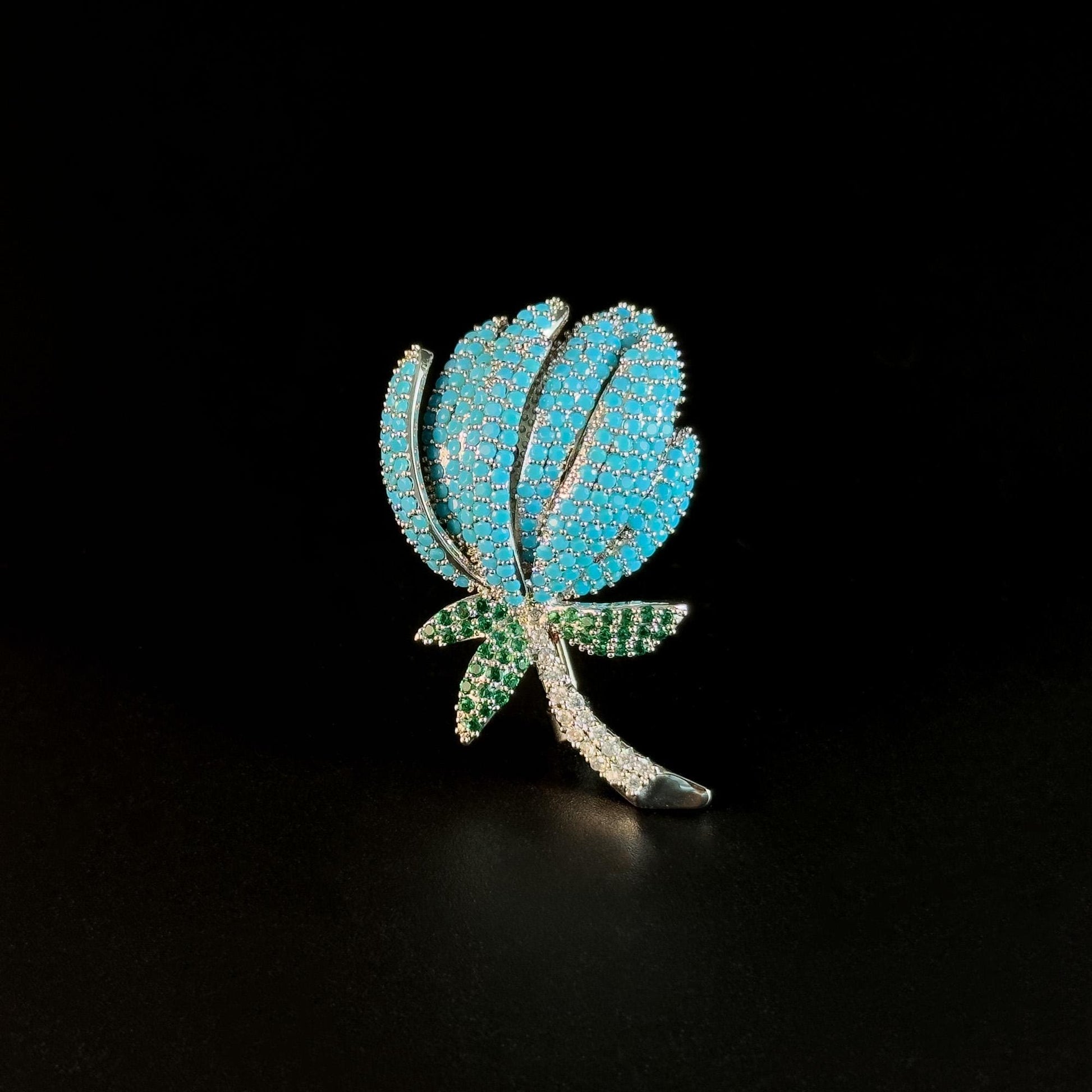 Blue Tulip-Shaped Brooch