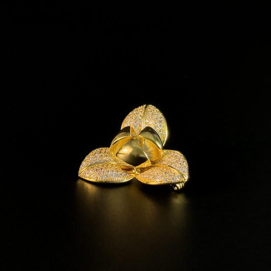 Gold Clover Brooch