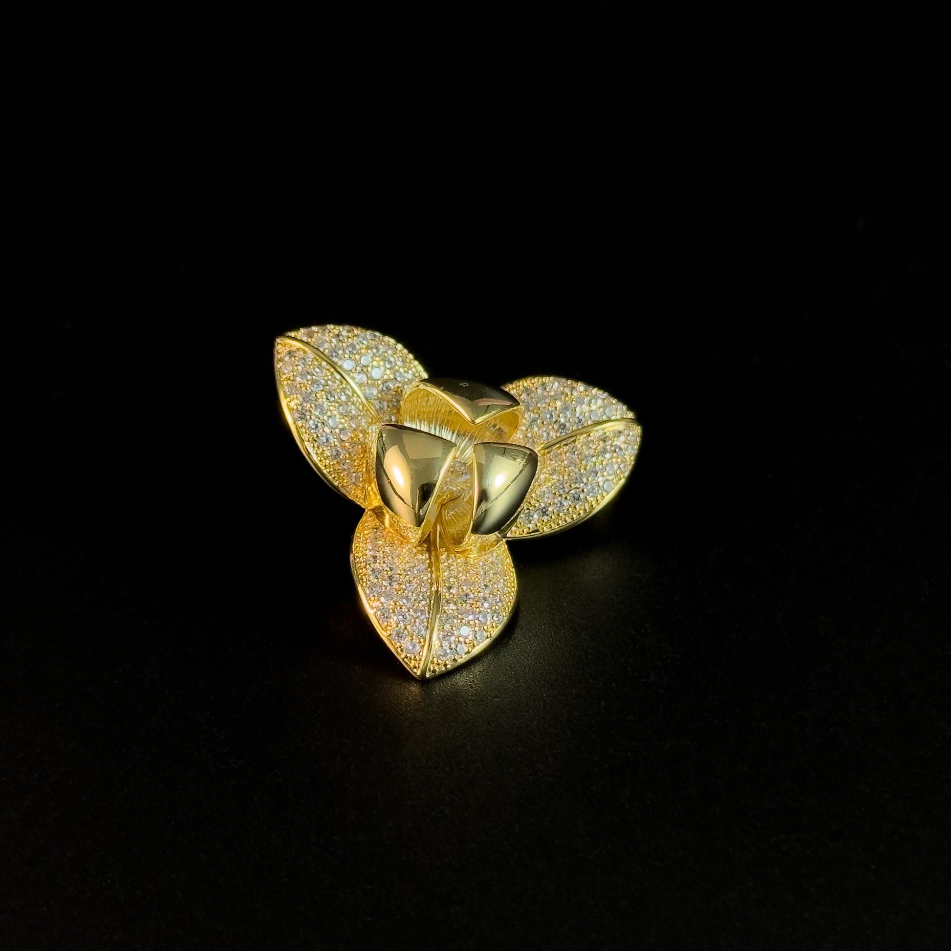 Gold Clover Brooch