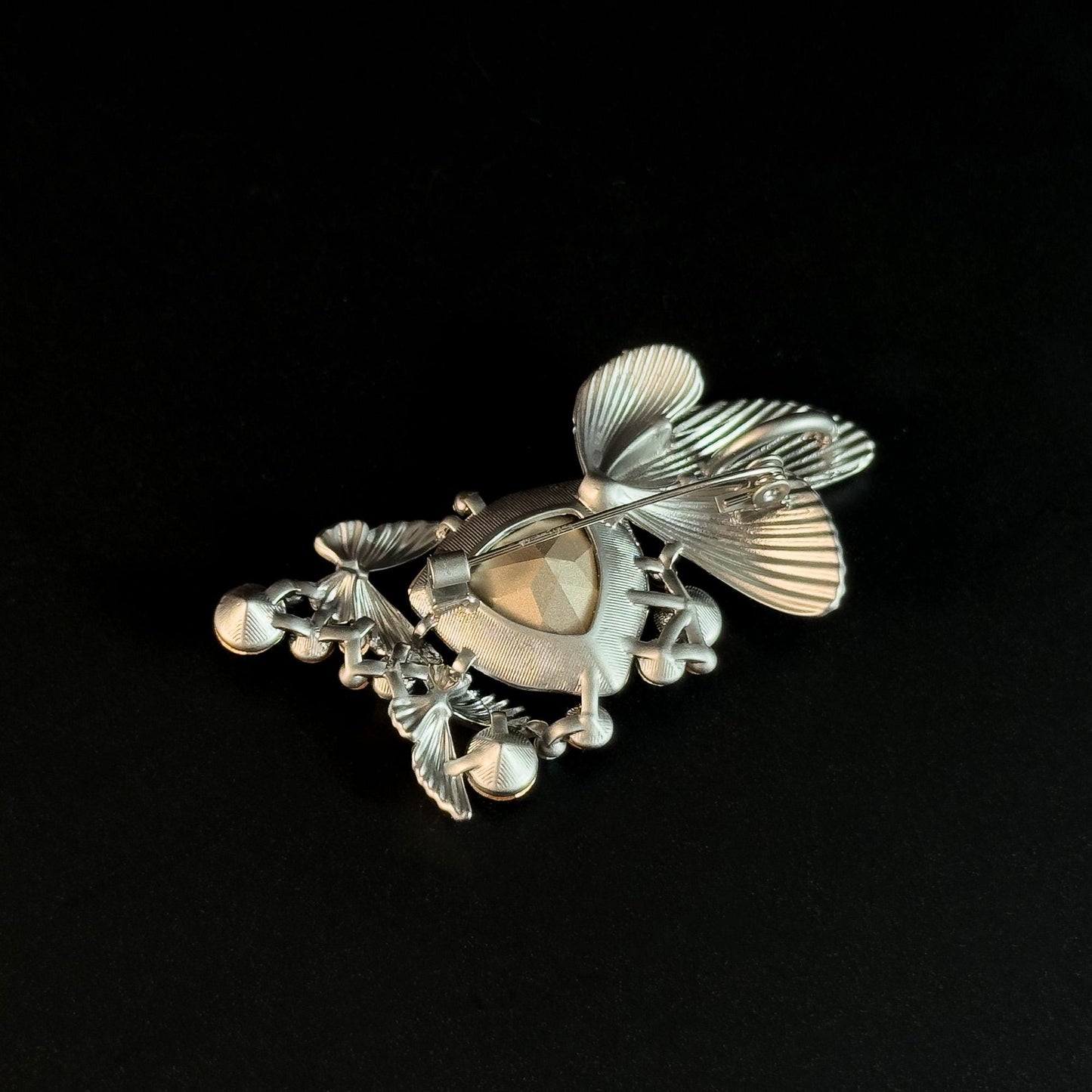 Deep Blue Zircon Butterfly Leaf Brooch