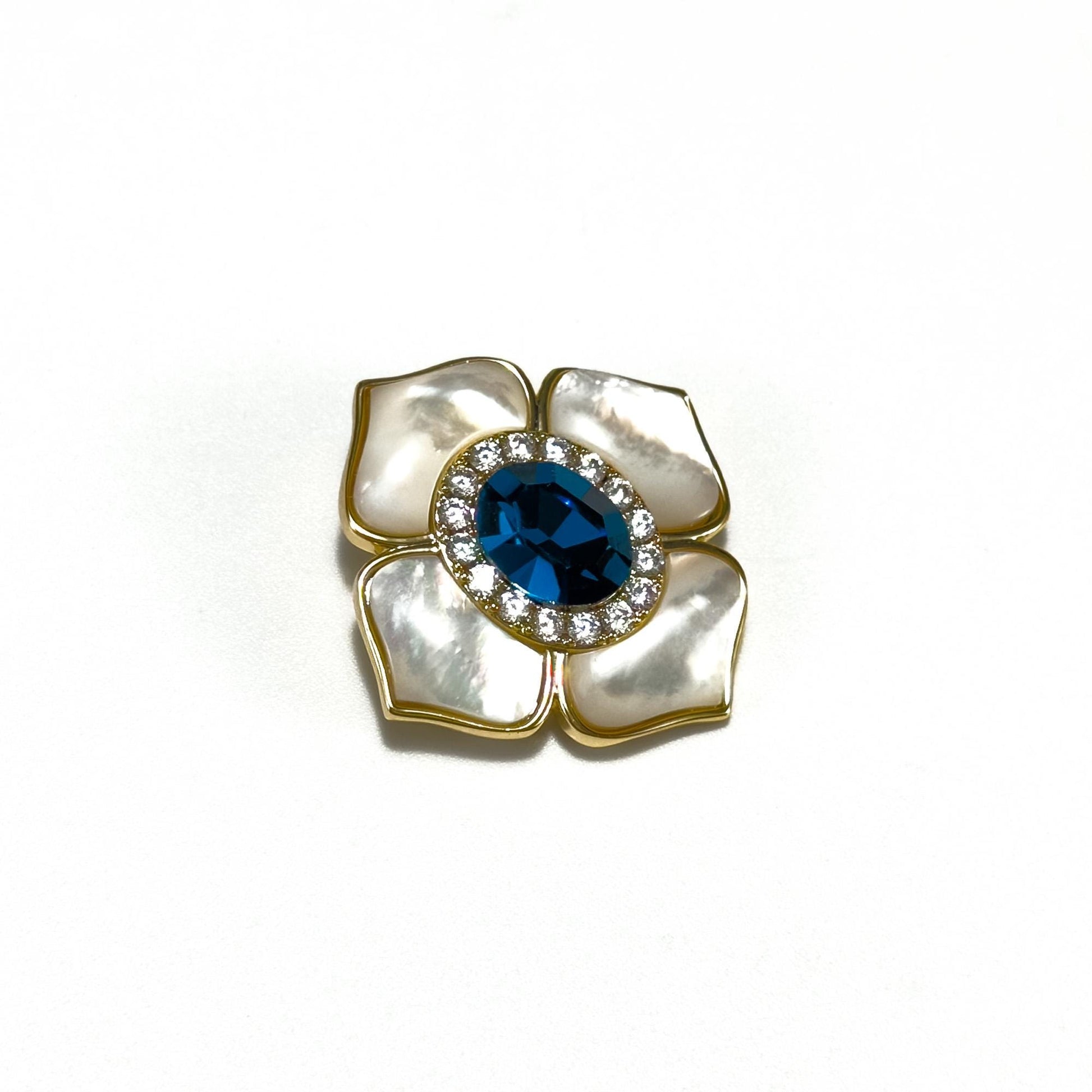 Mother-of-Pearl Leaf and Flower Brooch
