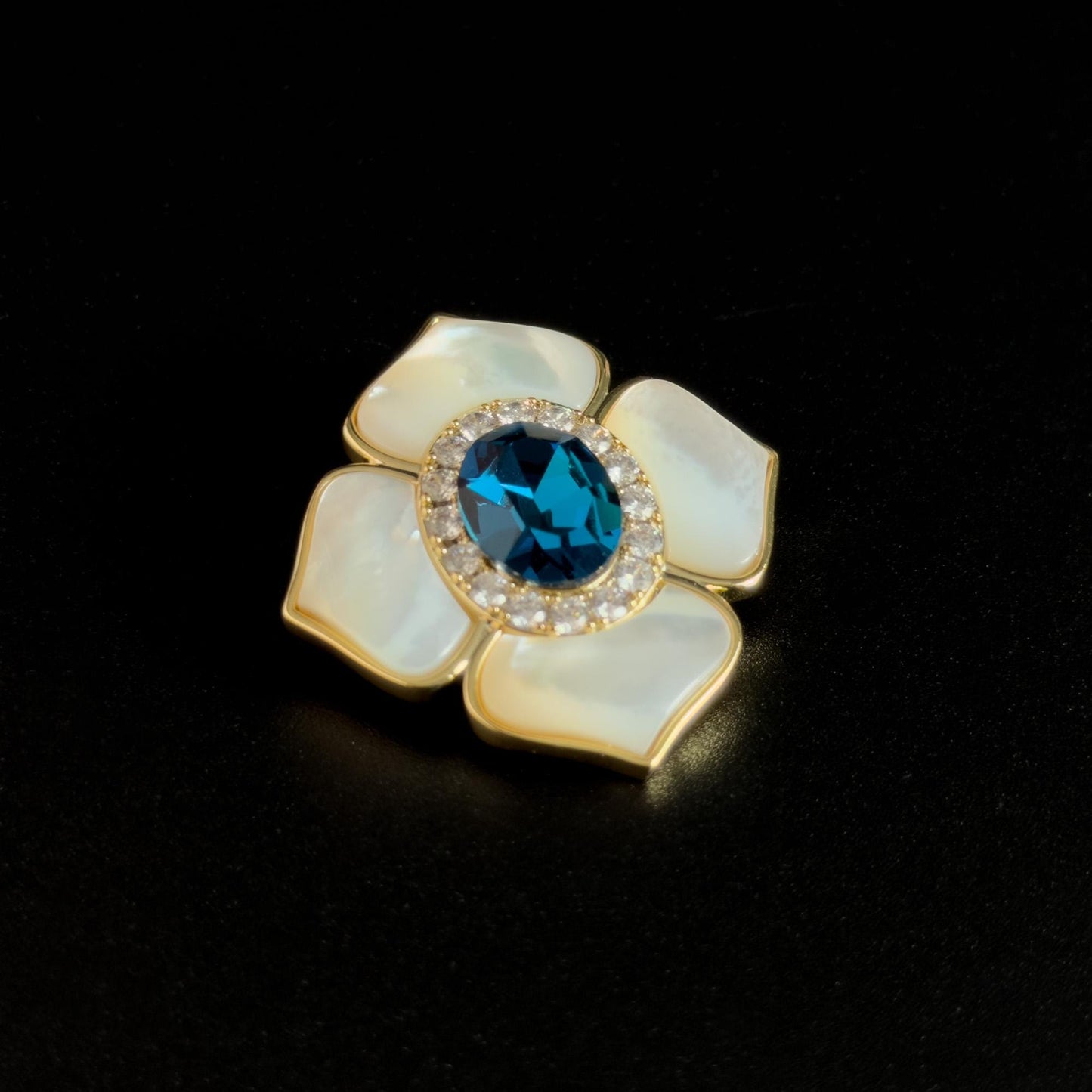Mother-of-Pearl Leaf and Flower Brooch