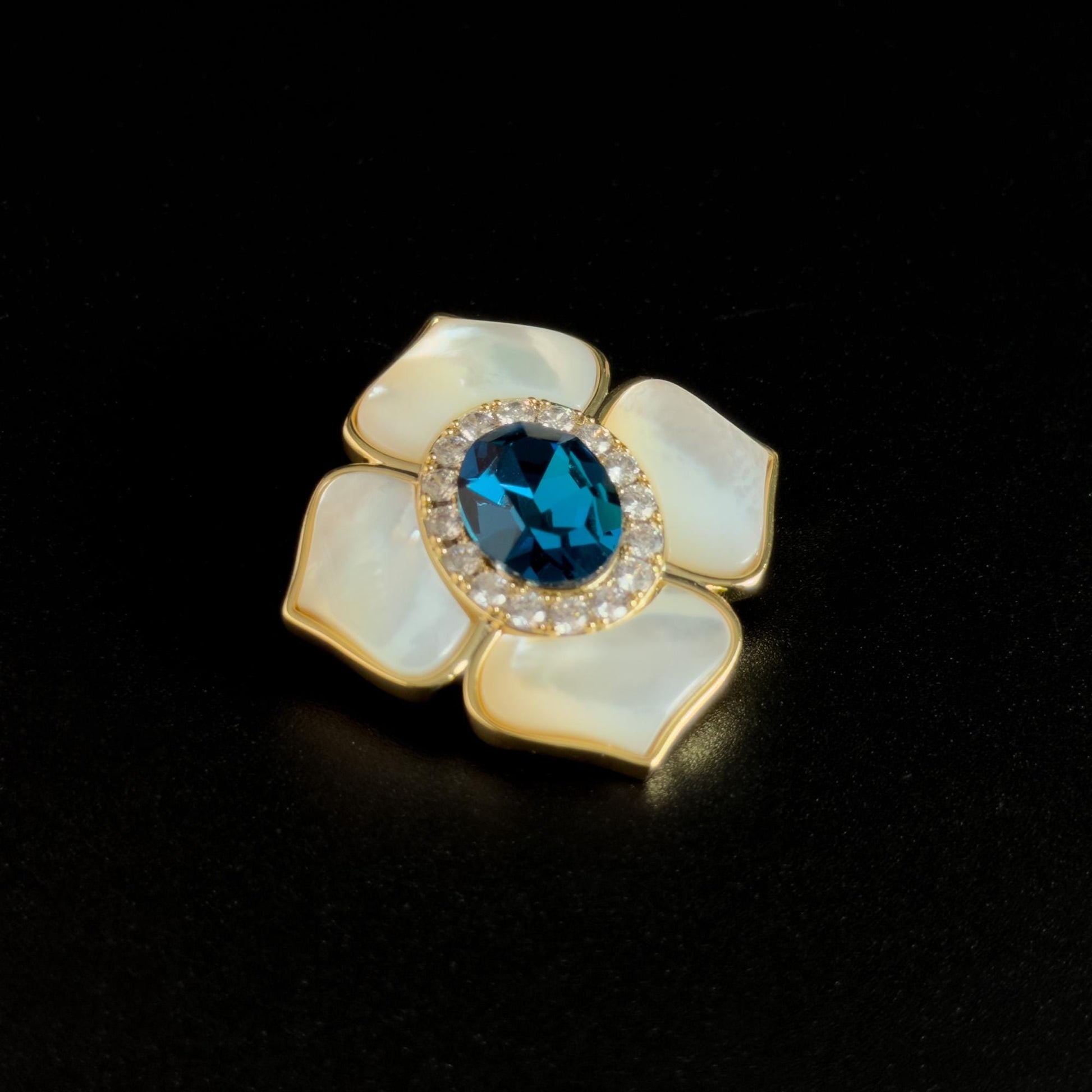 Mother-of-Pearl Leaf and Flower Brooch