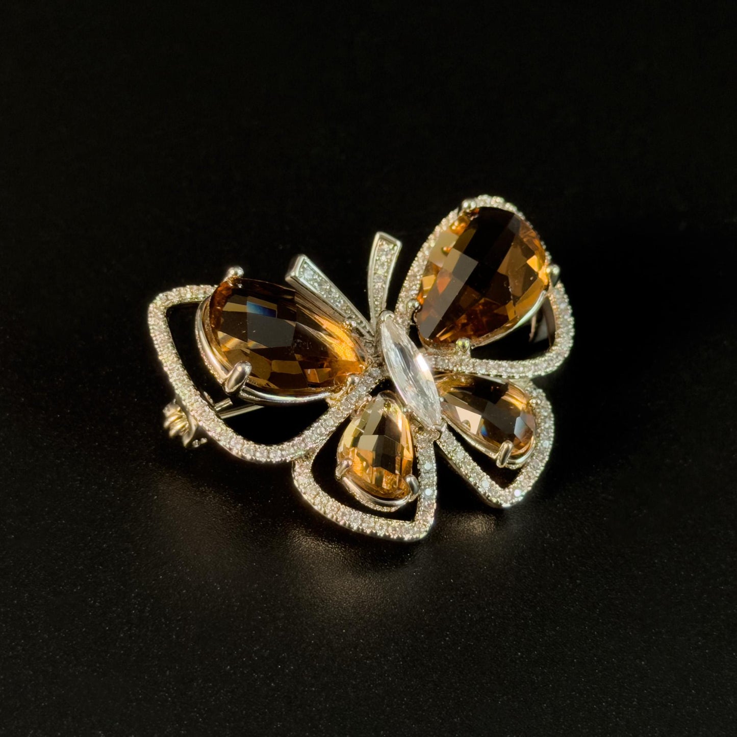 Brown Zircon Butterfly Brooch