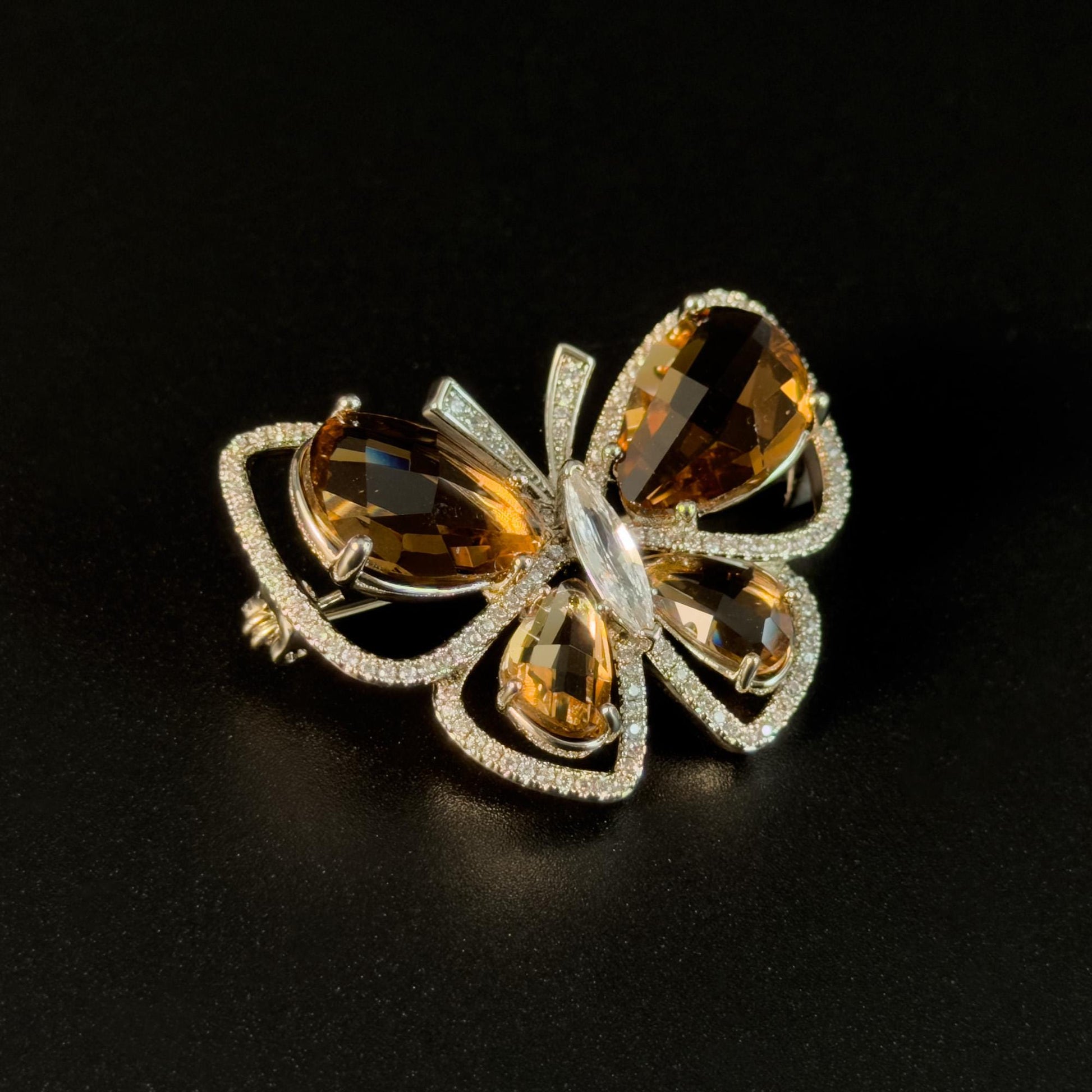 Brown Zircon Butterfly Brooch