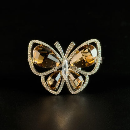Brown Zircon Butterfly Brooch