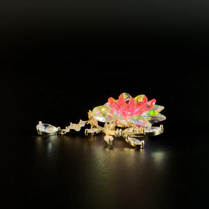 Pink Crystal Flower Pendant Brooch