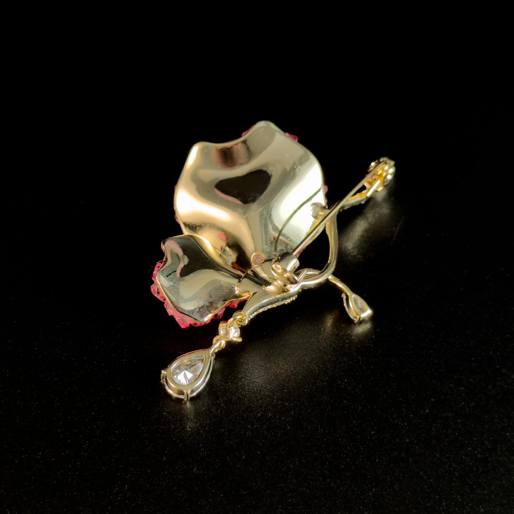 Pink Rhinestone Butterfly Brooch