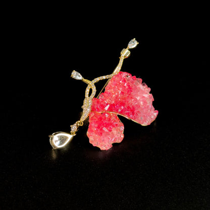 Pink Rhinestone Butterfly Brooch