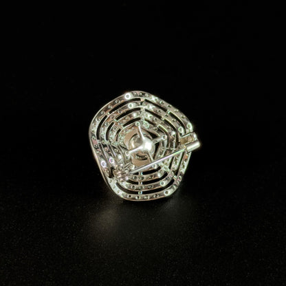 Silver Pearl Round Brooch