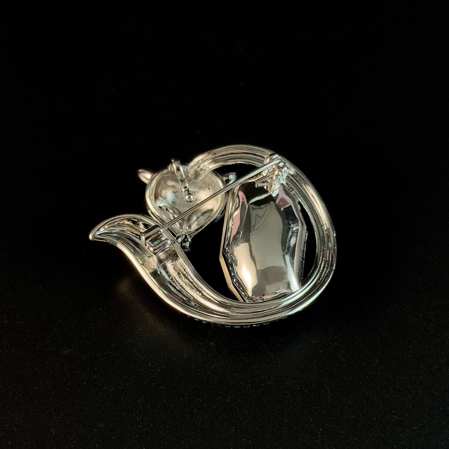Blue Zircon Fox Brooch