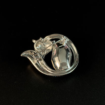Blue Zircon Fox Brooch