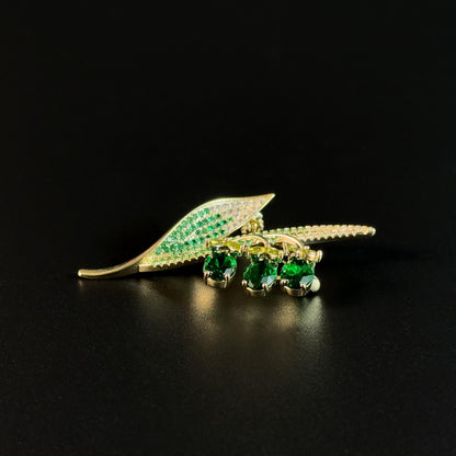 Emerald Lily of the Valley Brooch
