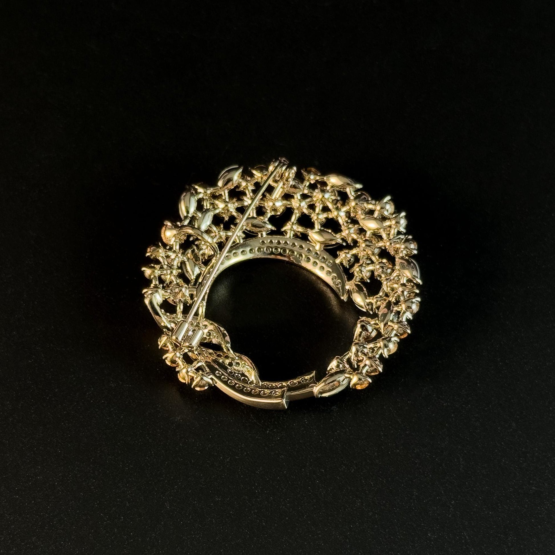Champagne-Colored Floral Wreath Brooch