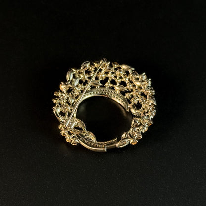 Champagne-Colored Floral Wreath Brooch