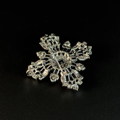 Deep Blue Zircon Cross-Shaped Brooch