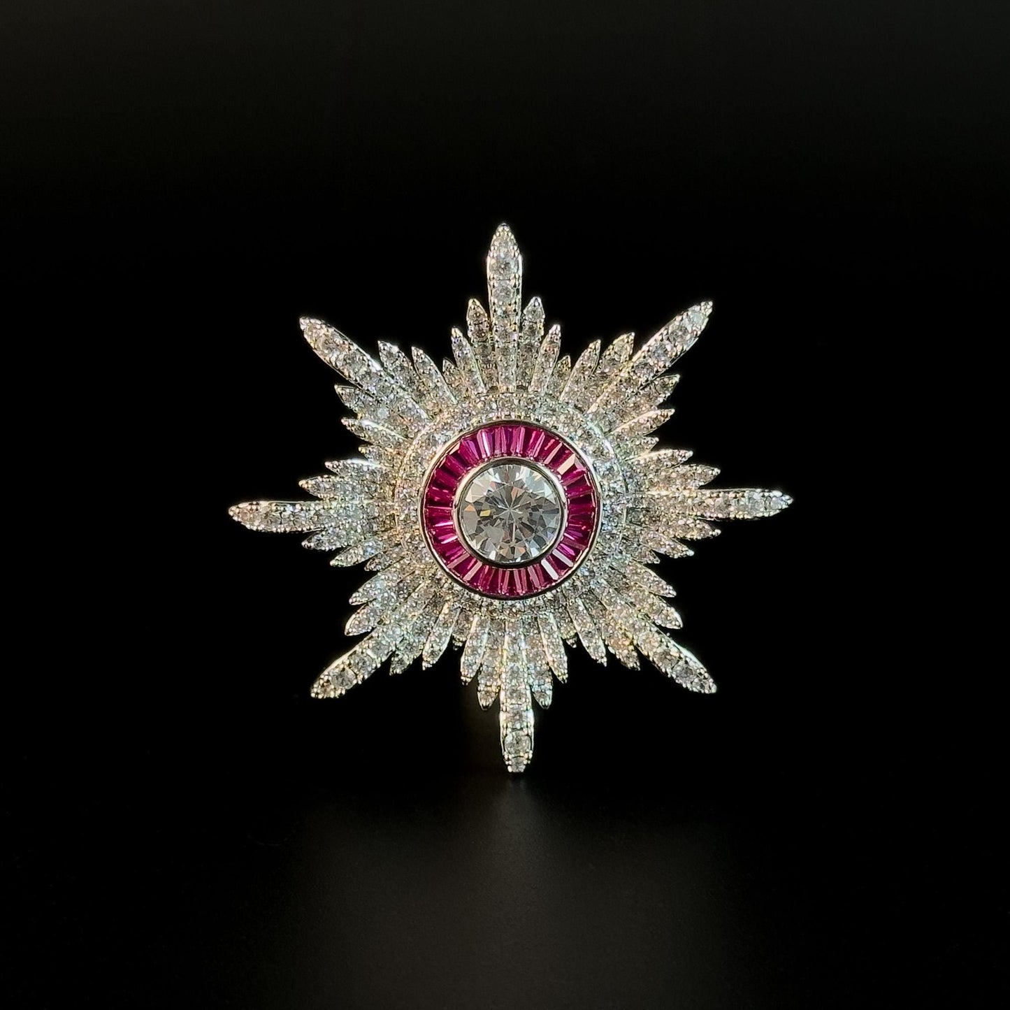 Sparkling Eight-Pointed Star Brooch