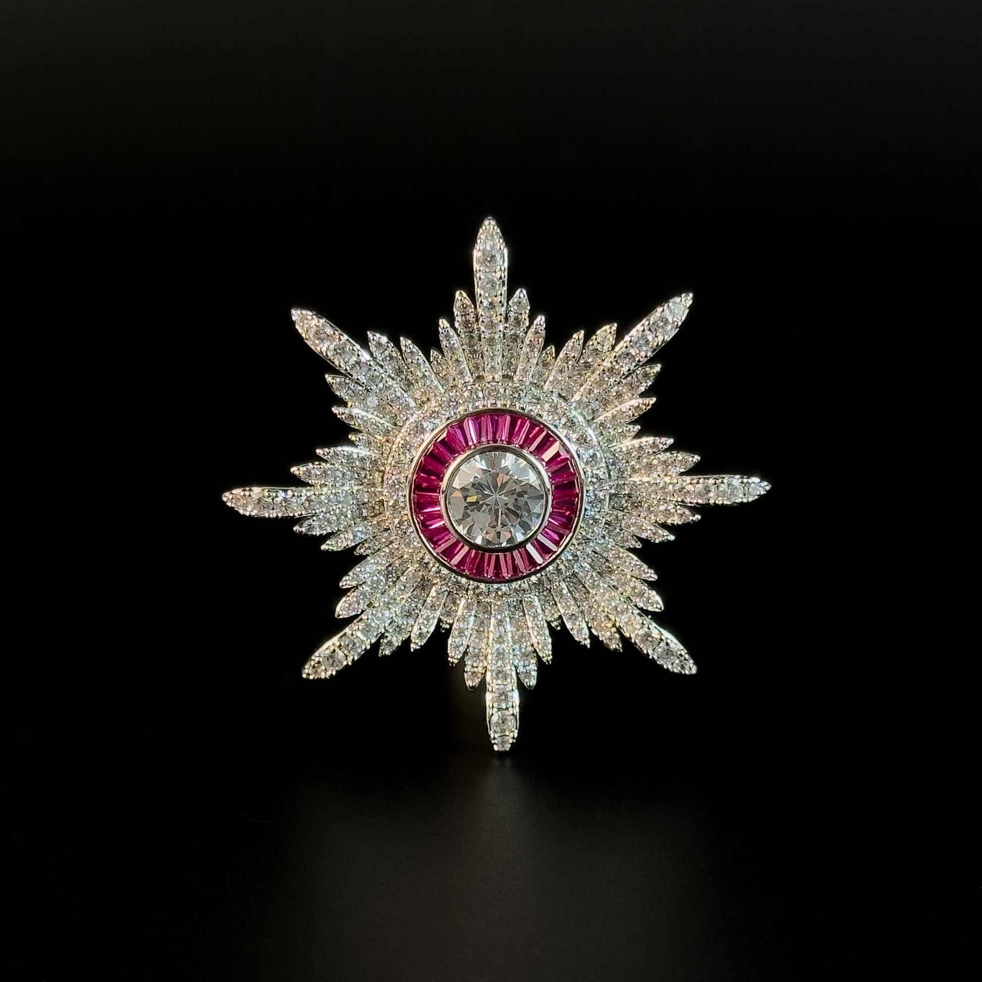 Sparkling Eight-Pointed Star Brooch