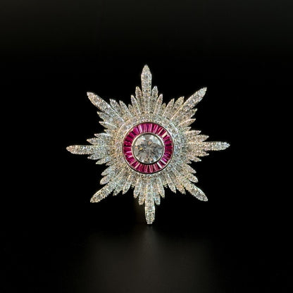 Sparkling Eight-Pointed Star Brooch