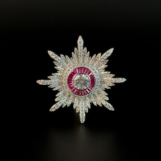 Sparkling Eight-Pointed Star Brooch