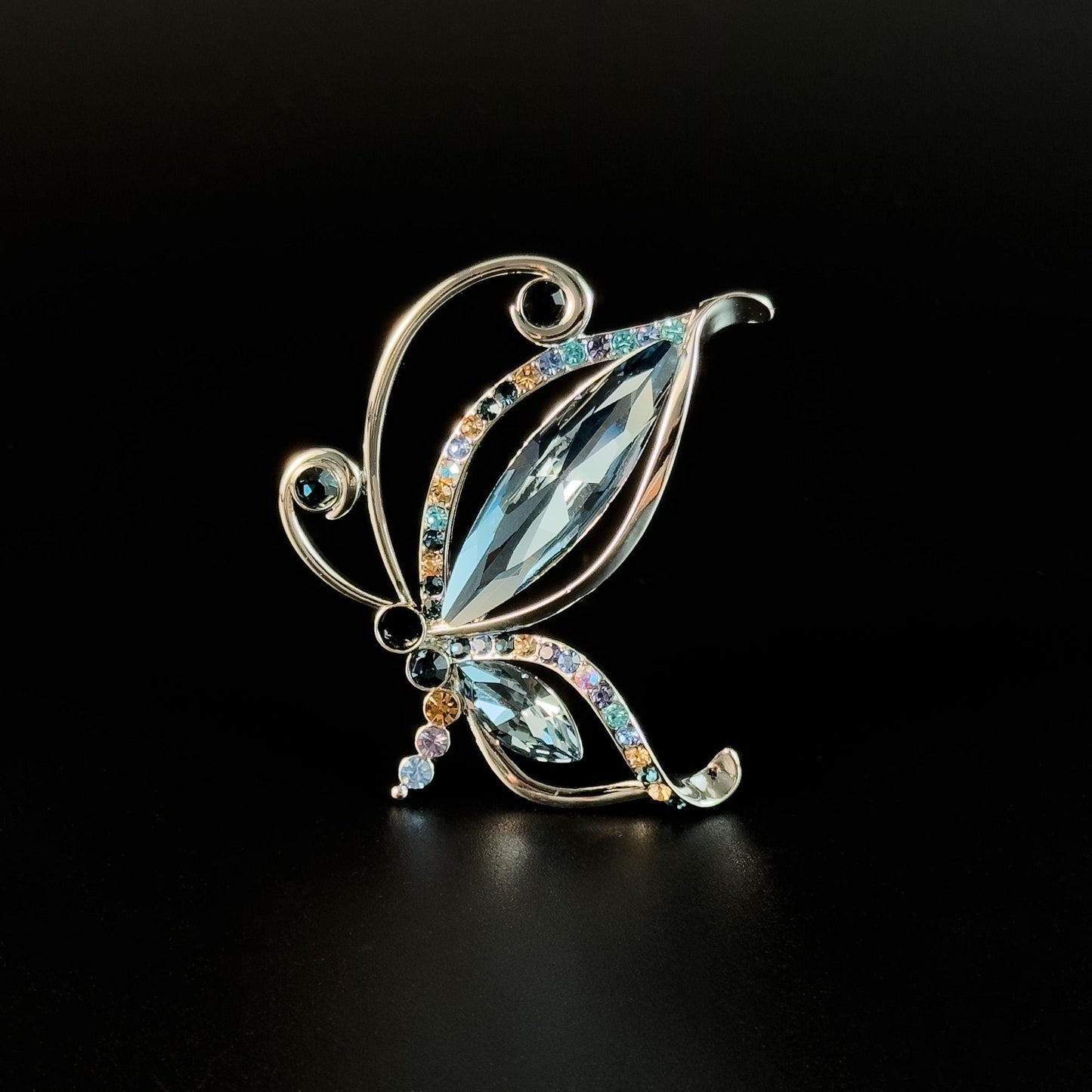 Blue Zircon Butterfly Brooch