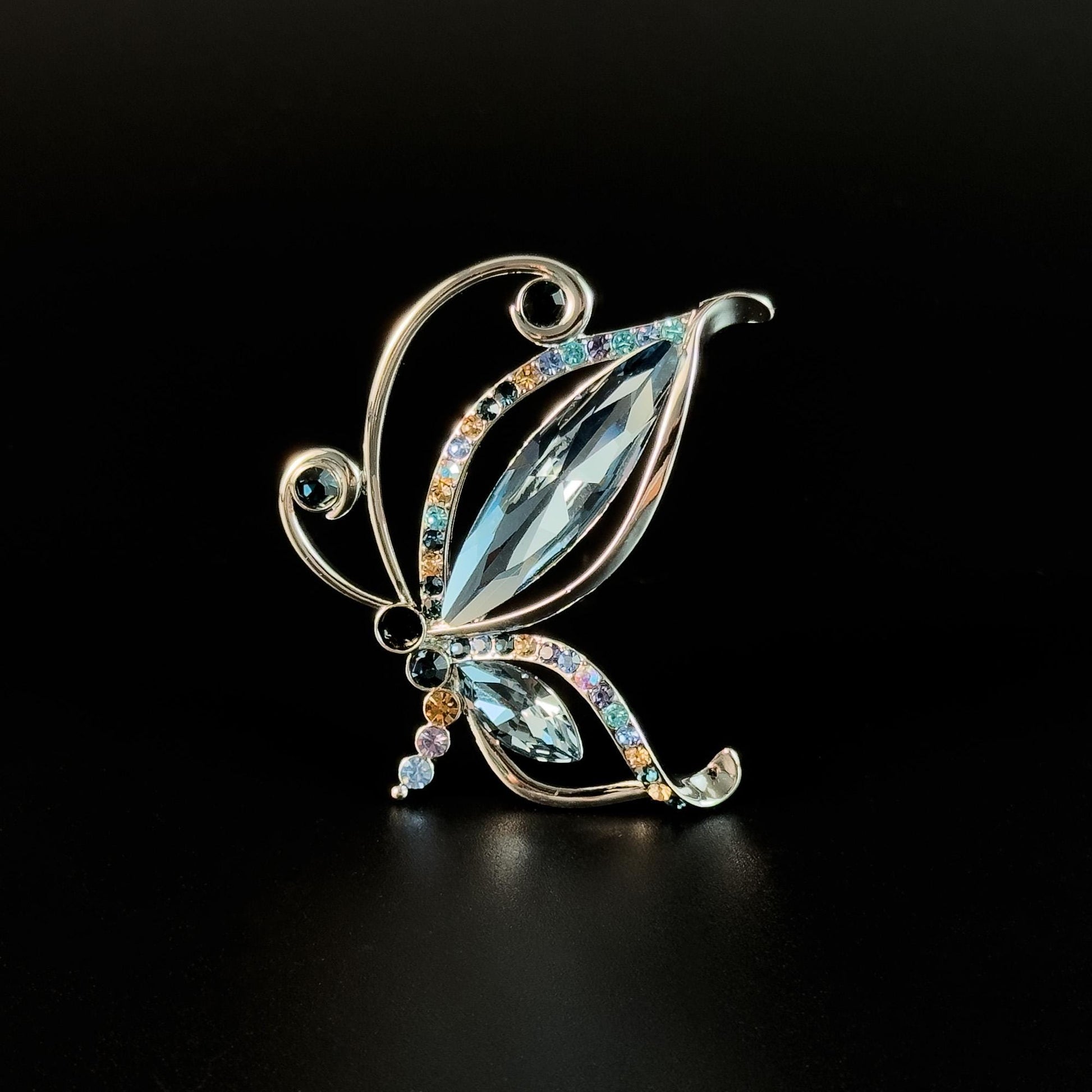 Blue Zircon Butterfly Brooch