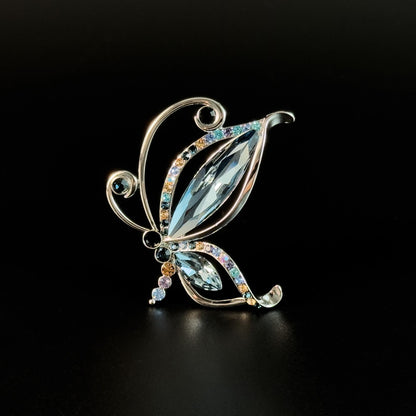 Blue Zircon Butterfly Brooch