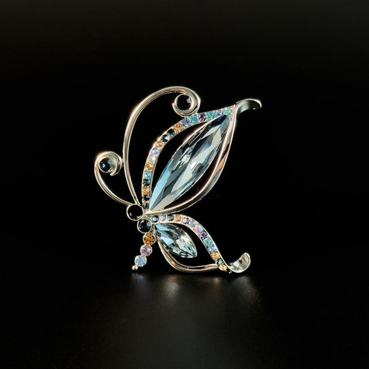Blue Zircon Butterfly Brooch