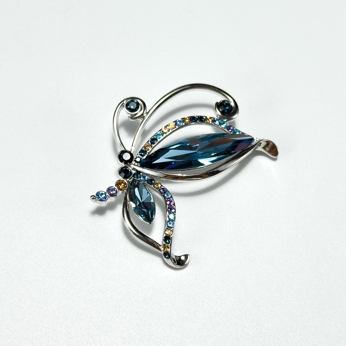 Blue Zircon Butterfly Brooch