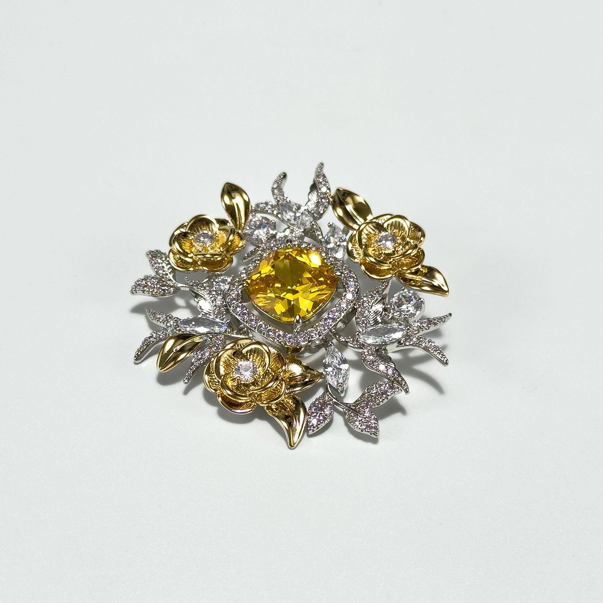 Elegant Gold Floral Brooch