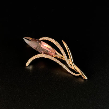 Elegant Pink Zircon Bouquet Brooch