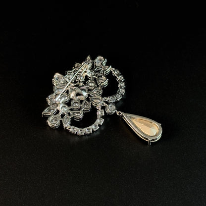 Blue Zircon Pendant Flower Brooch