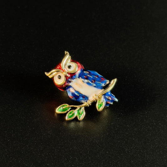 Blue Owl Brooch