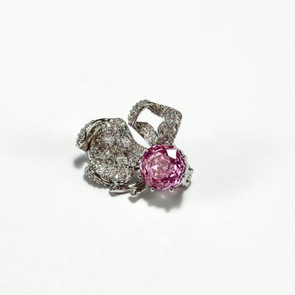 Pink Zircon Flower Brooch