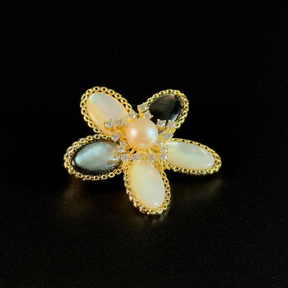 Vintage Pearl Camellia Brooch