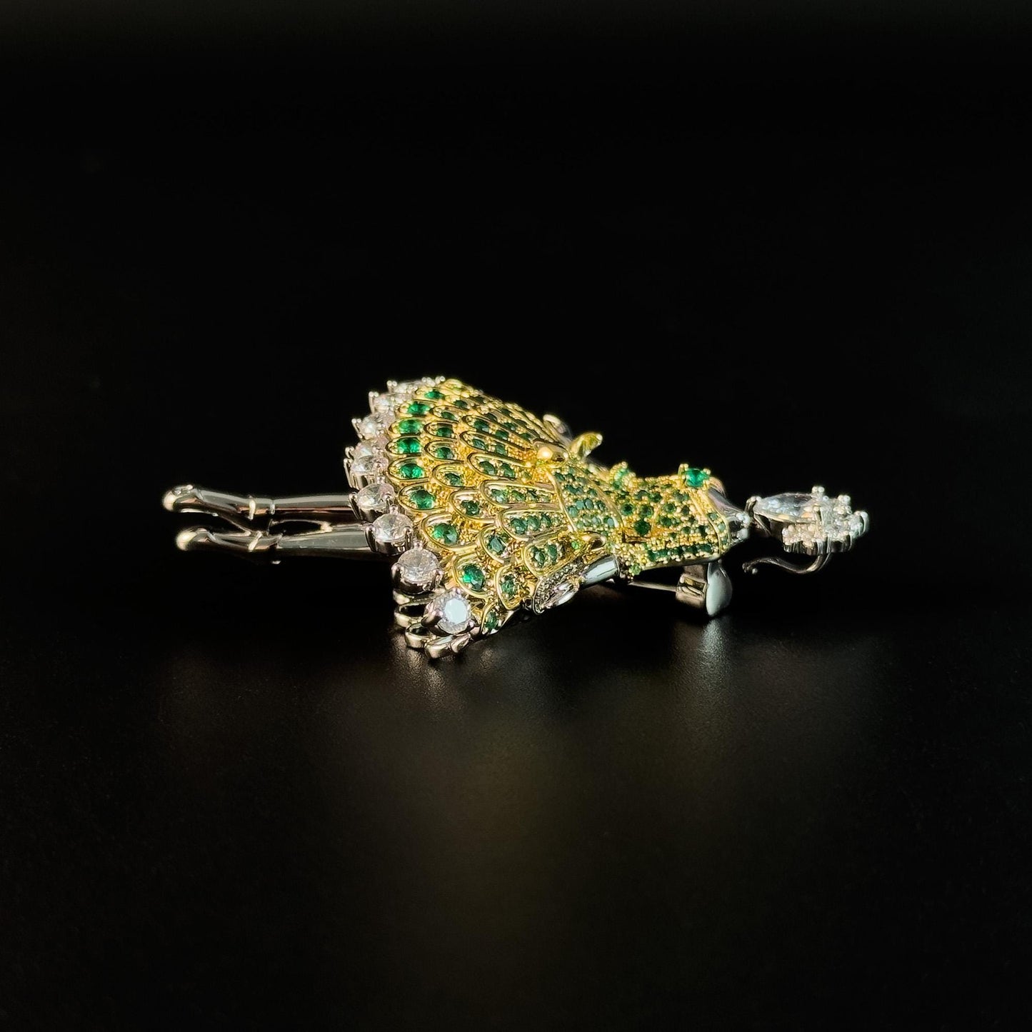 Colored Diamond and Cubic Zirconia Ballerina Brooch