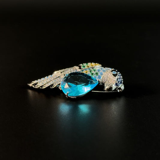 Blue Zircon Parrot-Shaped Brooch