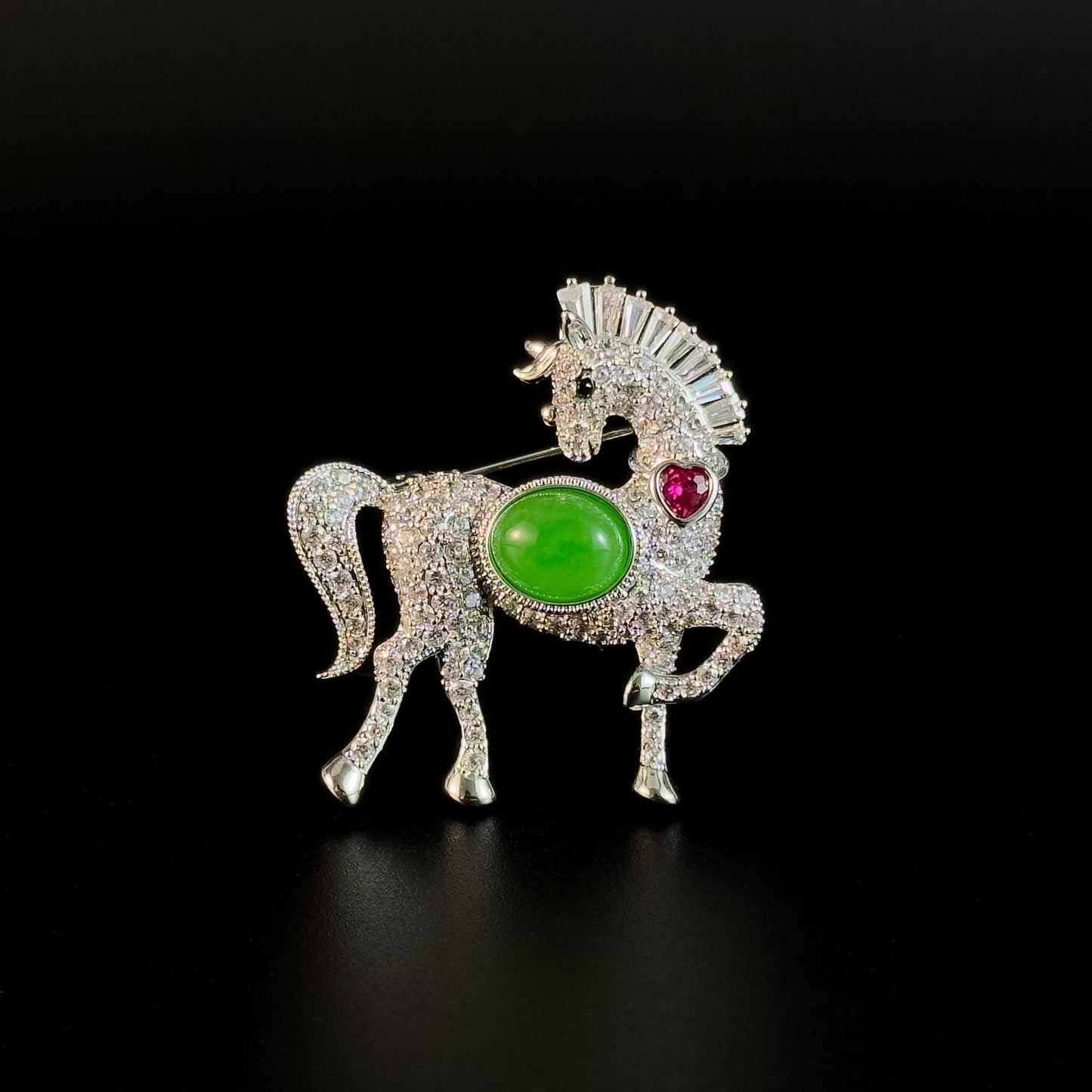 Emerald Pony Brooch
