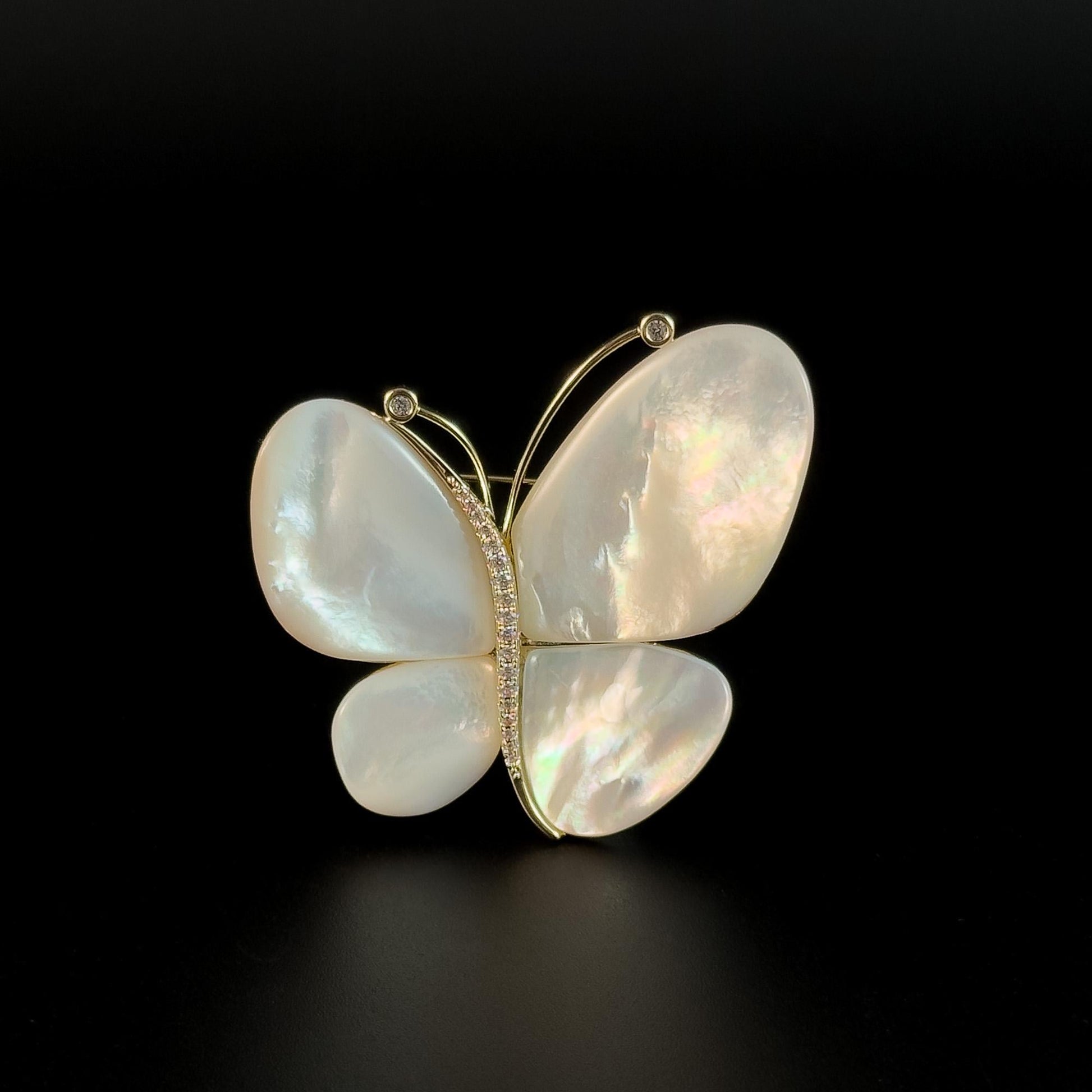 White Seashell Butterfly Brooch