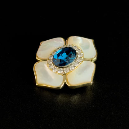 Mother-of-Pearl Leaf and Flower Brooch