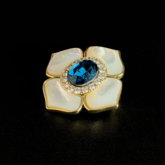 Mother-of-Pearl Leaf and Flower Brooch