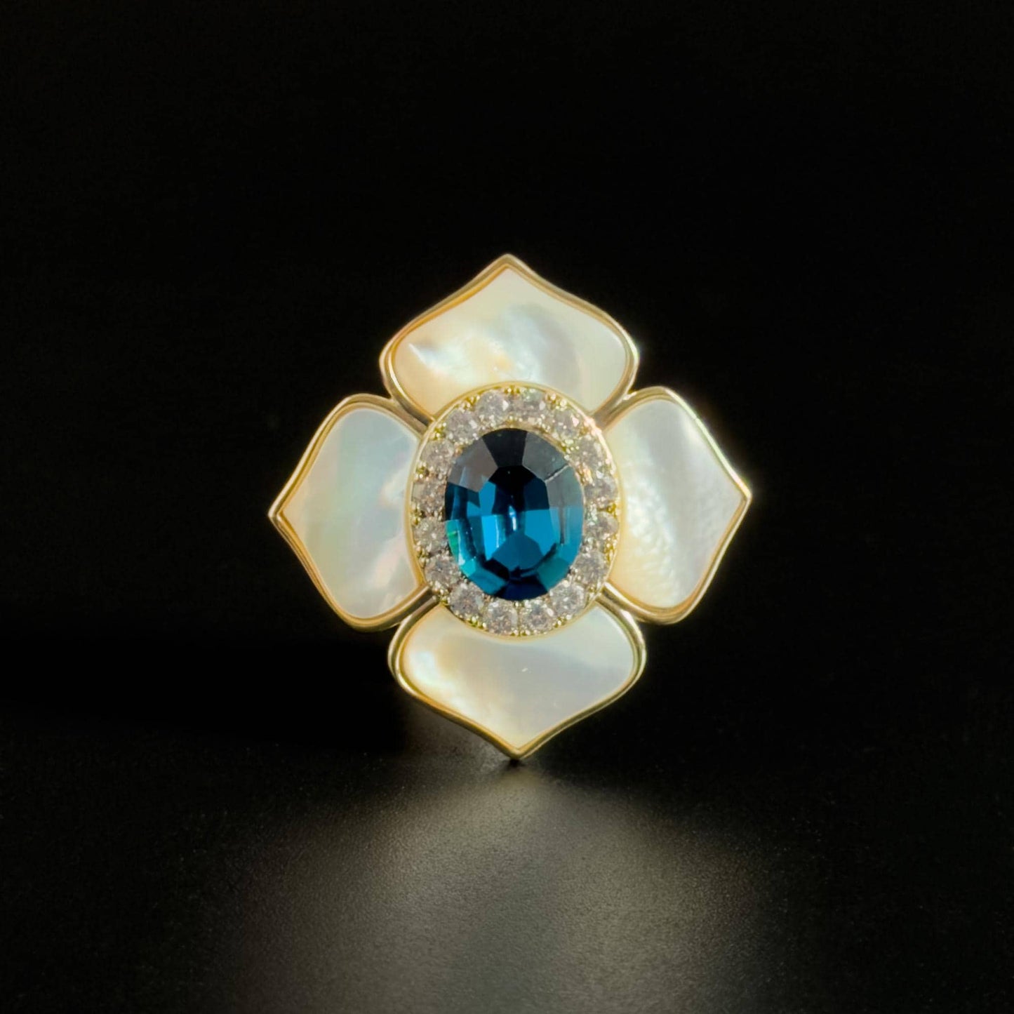 Mother-of-Pearl Leaf and Flower Brooch