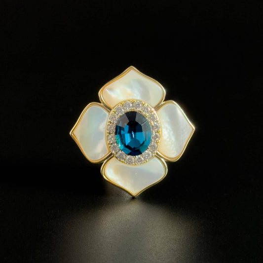 Mother-of-Pearl Leaf and Flower Brooch
